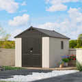 Patiowell 8x10 FT Resin Outdoor Storage Shed with Floor, Beige