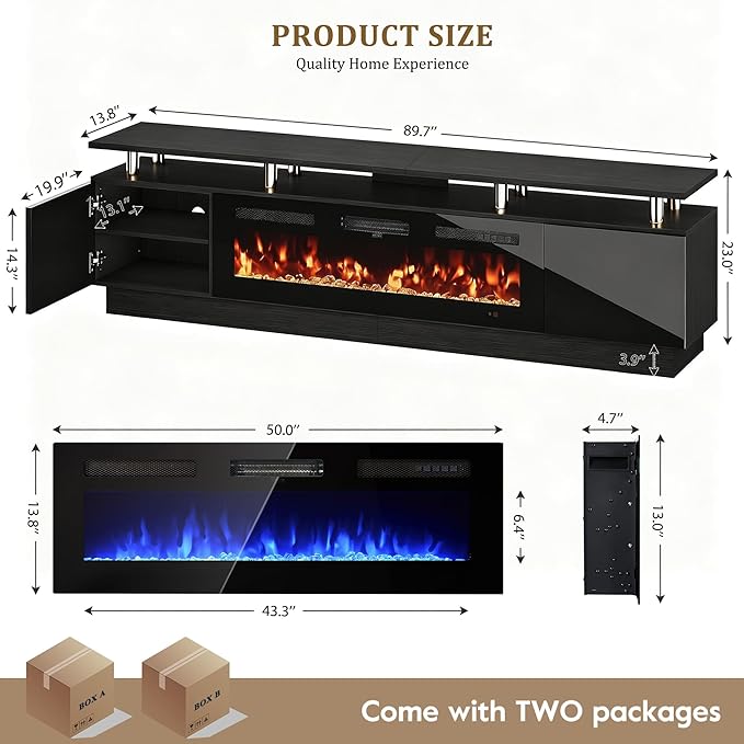 oneinmil 90'' Fireplace TV Stand