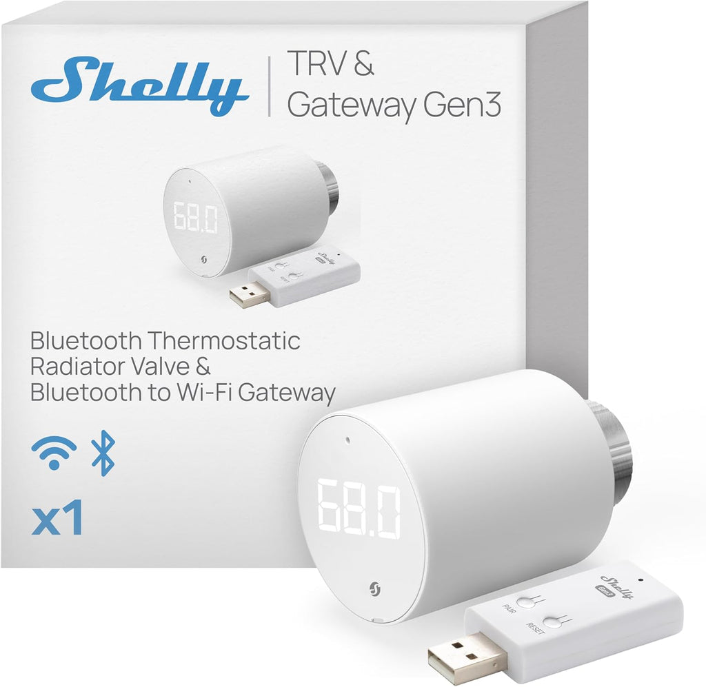 Shelly Blu TRV & Blu Gateway Gen3, Smart Thermostatic Radiator Valve,