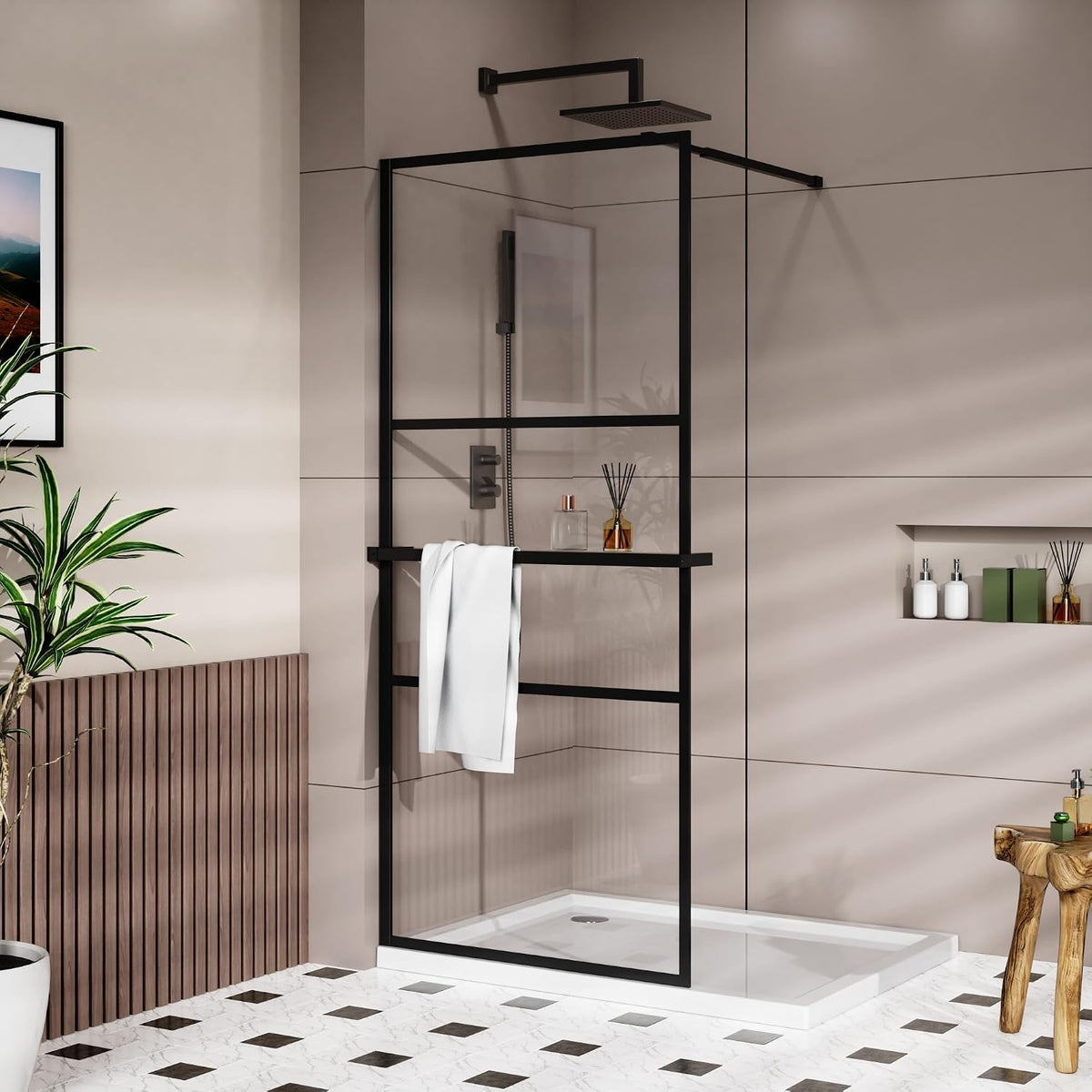 Goodyo 34" x 72" Shower Door Tempered Glass Shower Screen