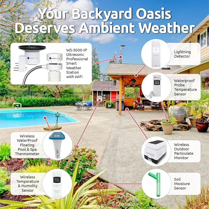 Ambient Weather WS-5000-IP3 Ultrasonic Professional Smart Weather Station