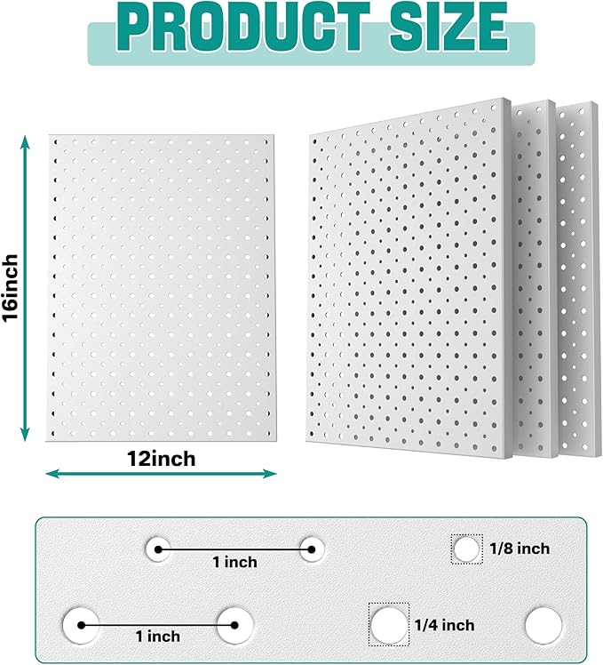 EVERHANGER Metal Pegboard Panels, Heavy Duty Pegboard Wall Organizer, Garage
