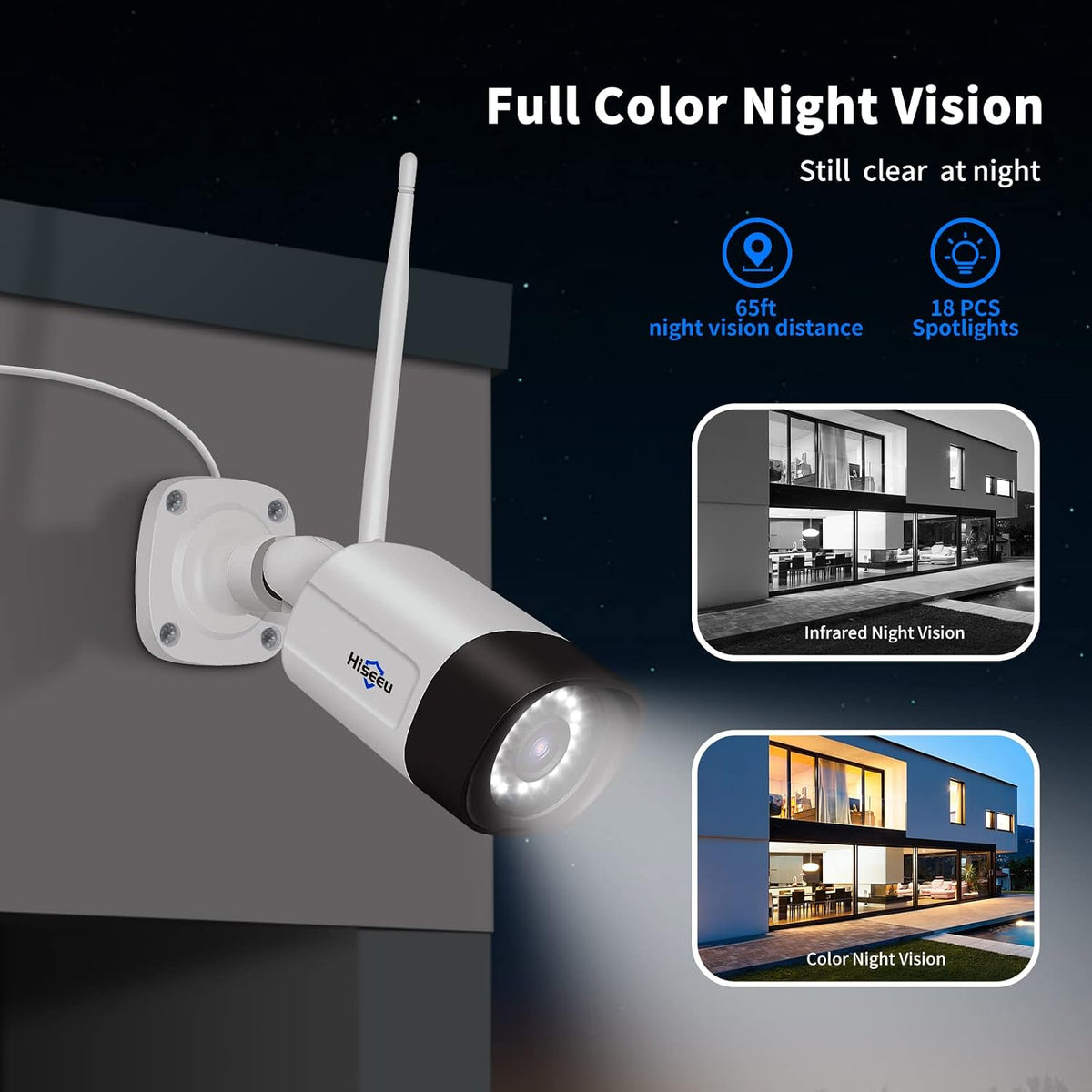 hiseeu 5mp cameras for home security, compatible nvr, close-up detail