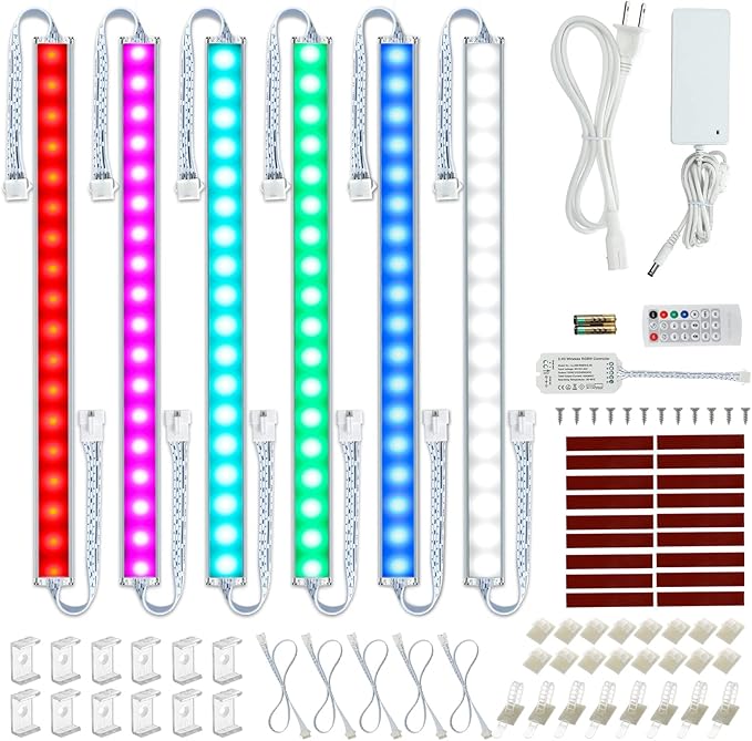 Under Cabinet LED Lights Kit. RGB Color Changing & Super Bright White Lighting.