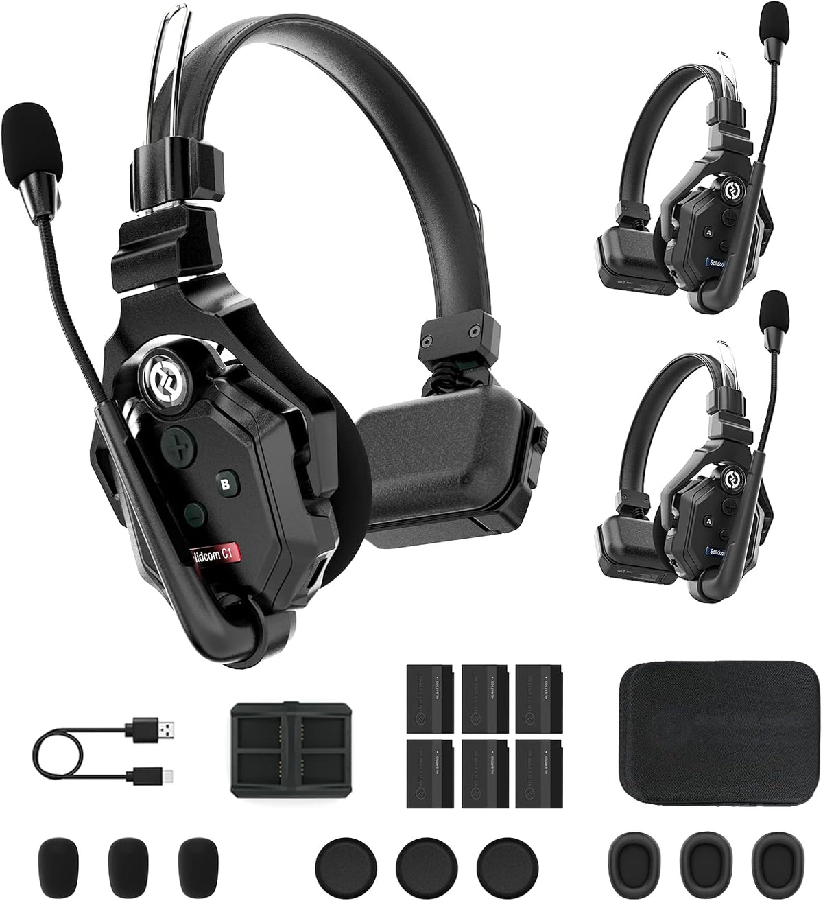 Hollyland Solidcom C1 3-Person 1100ft Full-Duplex Wireless Headset Intercom