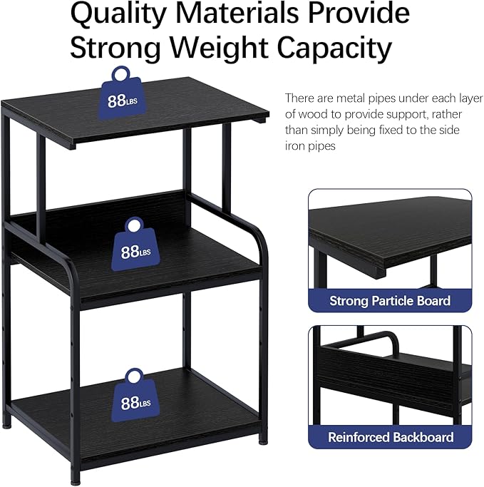 Arbuxzuy Printer Stand with Storage Shelf, 3 Tier Printer Cart with Wheels
