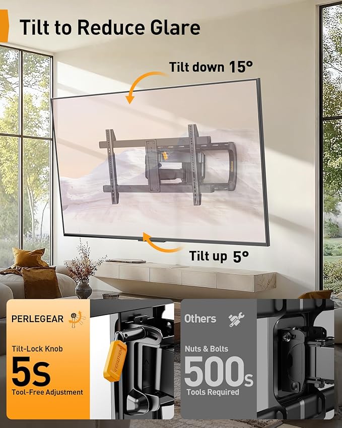 Perlegear Full Motion Sliding TV Wall Mount