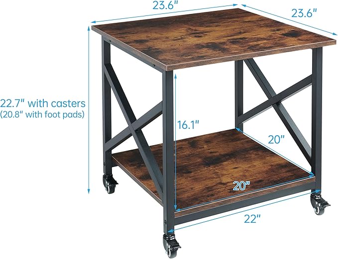 Fannova Large Printer Stand, 23.6 x 23.6 x 22.6 Inches Square Printer Table