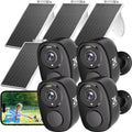 ELECCTV 4pcs WiFi Solar Security Cameras Wireless Outdoor, Non‑Stop Power