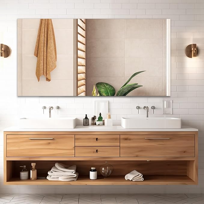 Mirrorons Large Mirror 60" x 28", Modern Rectangle Bathroom Mirror
