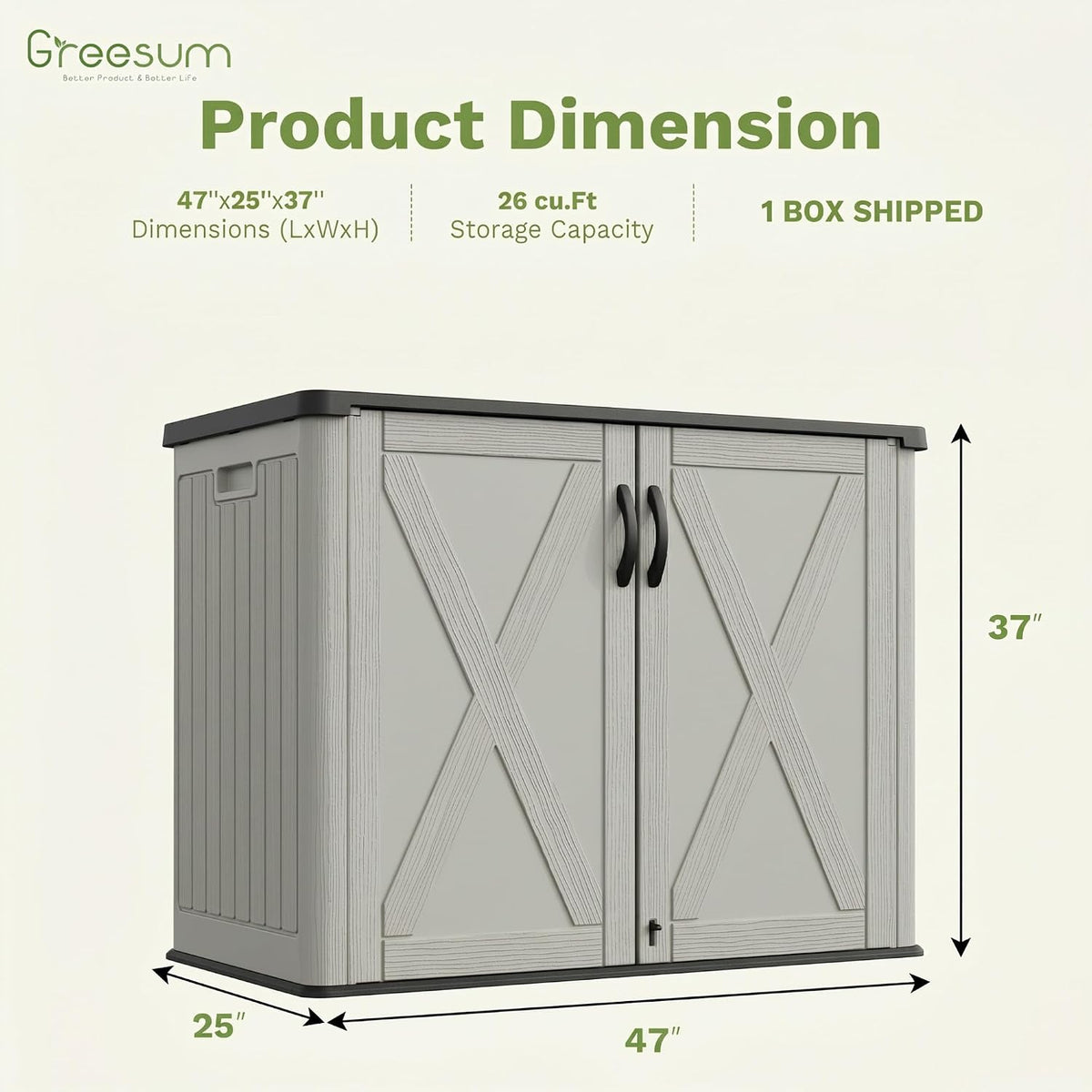 greesum 26 cuft outdoor storage box with lockable shown in use