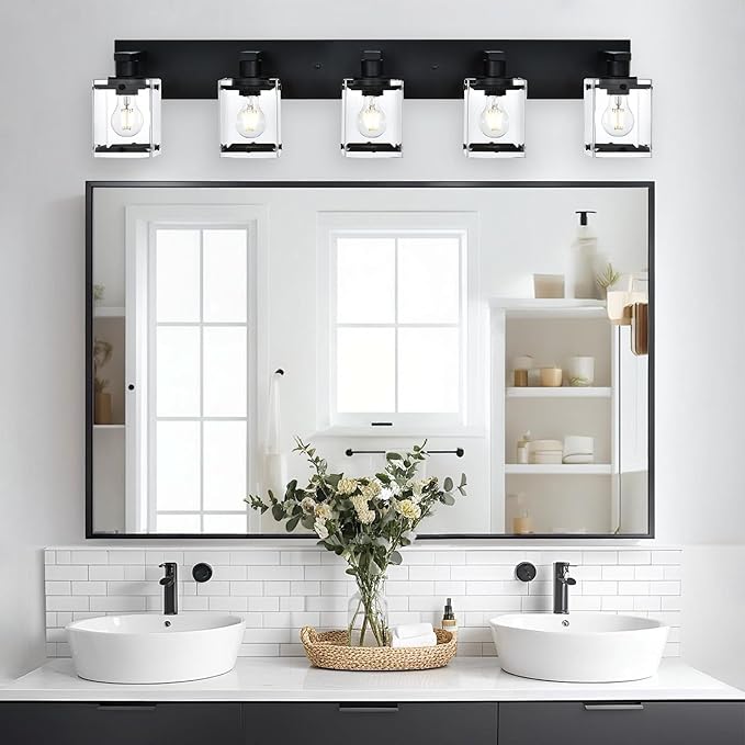 WINSHEN 5-Light Modern Vanity Lighting, E26 Bulb Base