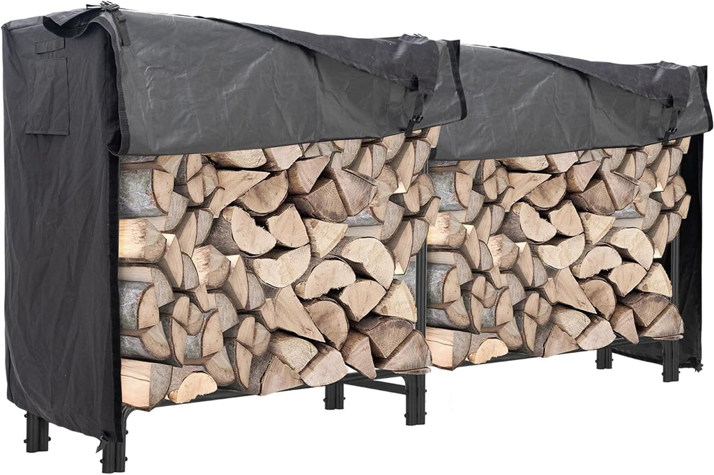 firewood log rack cover 8ft wood storage rack showing dimensions