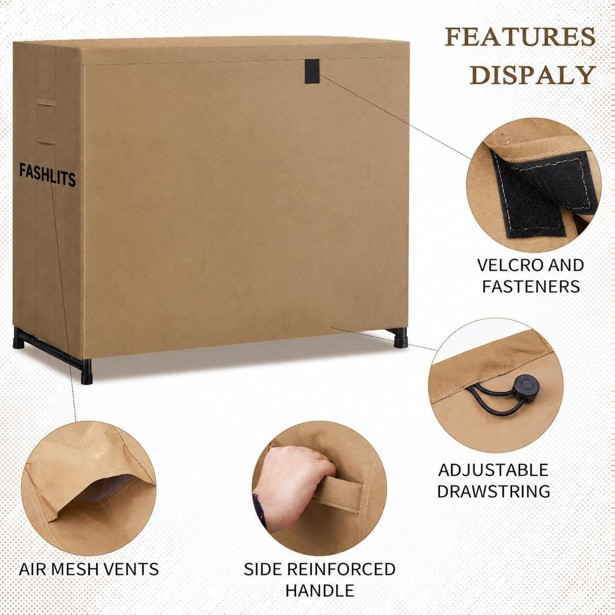 4ft firewood rack cover, waterproof heavy duty 600d, package contents