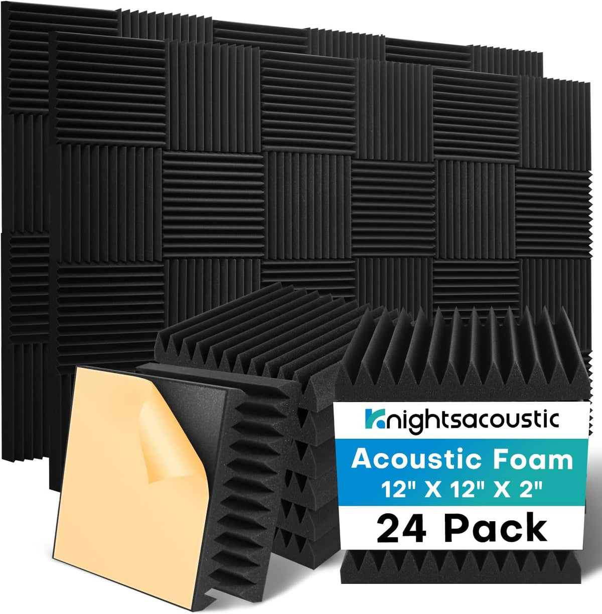 Knightsacoustic 24 Pack Sound Proof Foam Panels