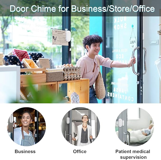SanJie Door Sensor Chime for Door Opens， Door Entry Chime for