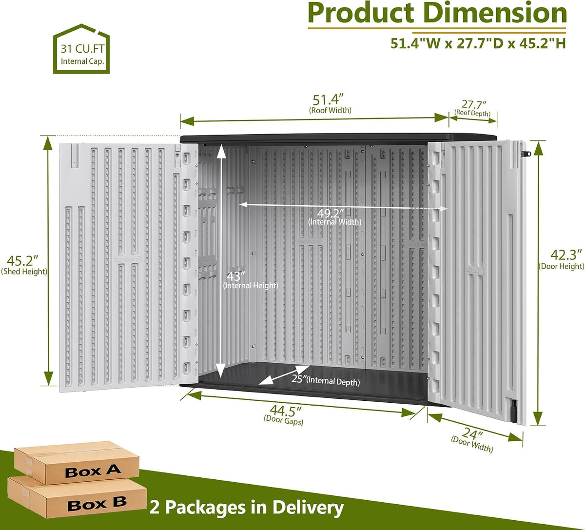 zzm 37 cu.ft outdoor storage shed double-wall hdpe, close-up detail