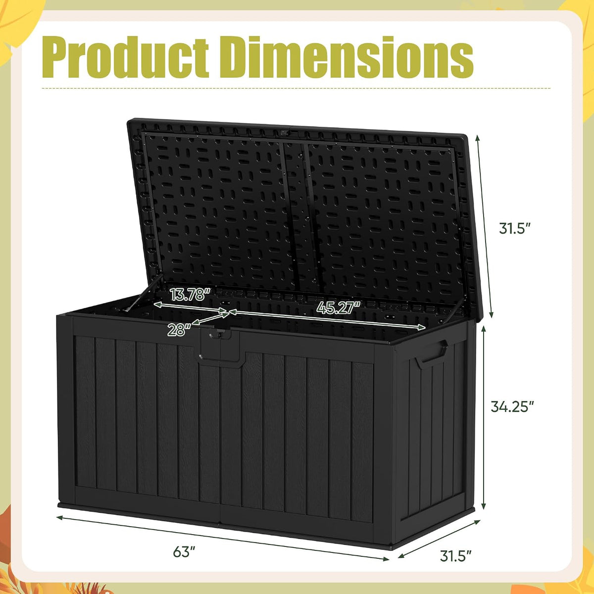 devoko hdpe 240 gallon deck box double-wall with, package contents