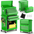 Dawmilon 8 Drawer Rolling Tool Chest, 2-in-1 Detachable Top Tool Box with Lockable Cabinet, Metal Tool Storage Cart with Wheels & EVA Drawer Liners for Garage Workshop, Green