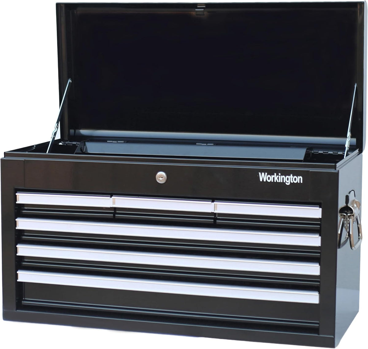 Workington Professional Industrial Portable Metal Tool Chest with 6 Drawers, 26" 6-Drawer Tool Chest Cabinet with Ball Bearing Drawer Slides, Steel Tool Storage Box Organizer 4015 Black