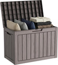 PatioZen 60 Gallon Outdoor Storage Box, Waterproof Patio Deck Box, Grey