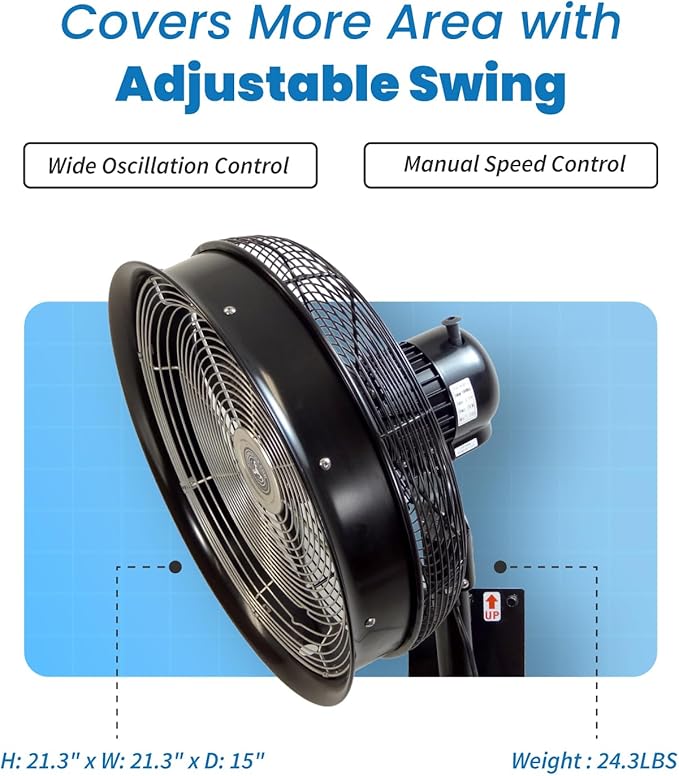 HydroMist F10-14-011 18 Inch Mounting Bracket Outdoor Oscillating Fan