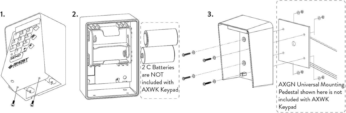 ghost controls premium wireless keypad for automatic gate, package contents