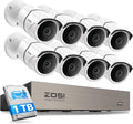ZOSI 3K Lite 8CH Security Camera System with Audio, 8X Metal Cams, 1TB HDD