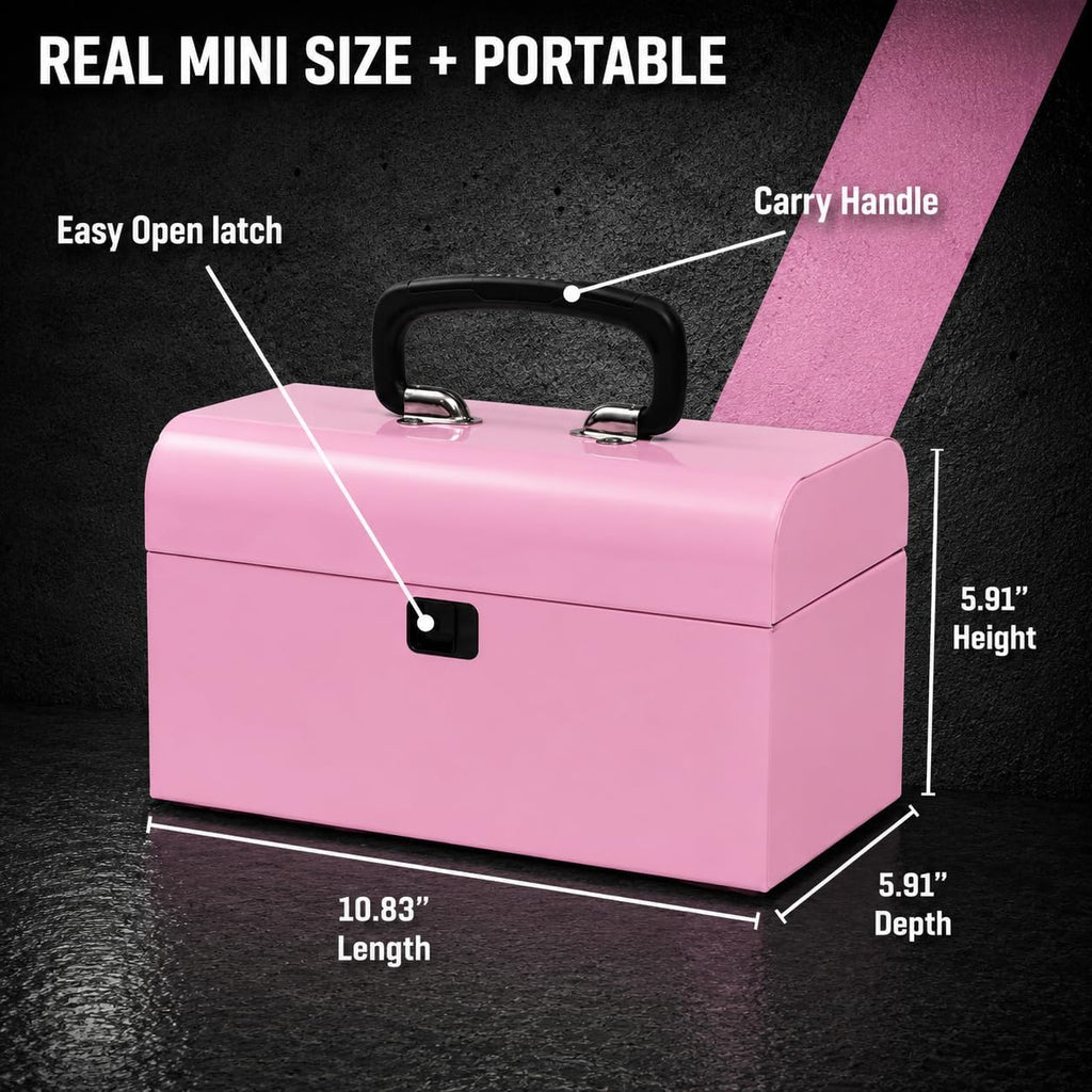 k.balt retro portable mini toolbox pink steel tool shown in use