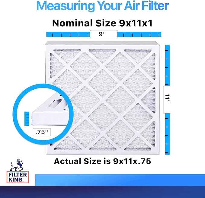 Filter King 9x11x1 Air Filter | 4-PACK | MERV 8 HVAC Pleated A/C Furnace