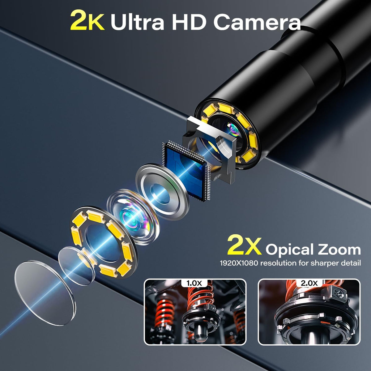 handheld endoscope camera with light – 16.5ft semi-rigid, package contents