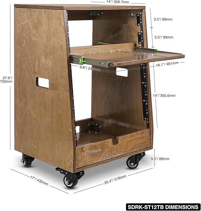Sound Town DIY Slanted 12U Studio Rack,