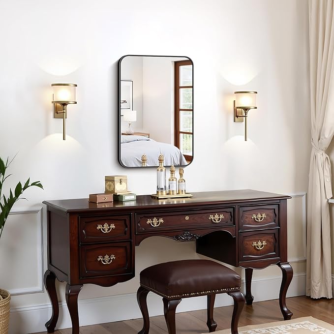 FORBATH Black Bathroom Mirror for Over Sink, Wall Mirror 16x24 Inch