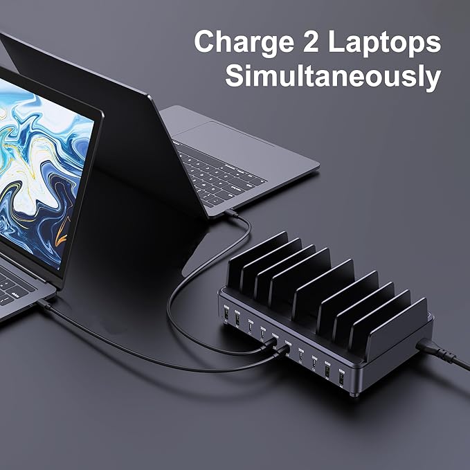 chipofy 500W Charging Station for Multiple Devices, 10-Port Multi USB C Fast