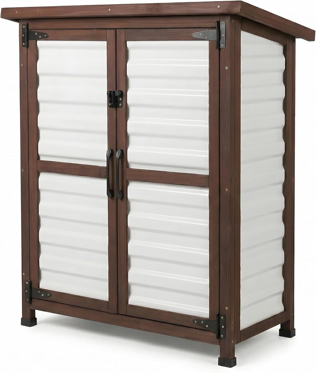 Small Fir Wood Outdoor Storage Cabinet, Weatherproof Garden Shed