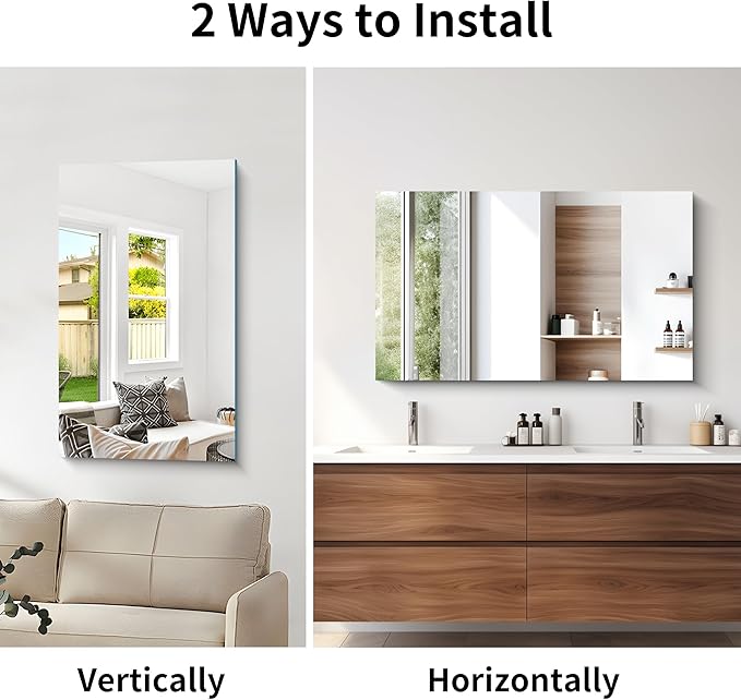 CILIBER Frameless Mirror, 24x40 Inch Rectangle Bathroom Mirrors