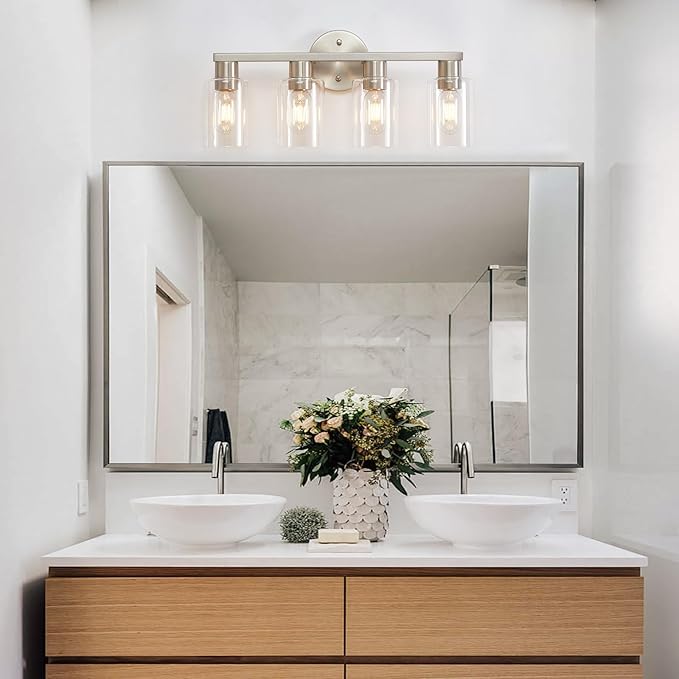4 Light Bathroom Vanity Light, Brushed Nickel 4-Light Bathroom Light Fixtures