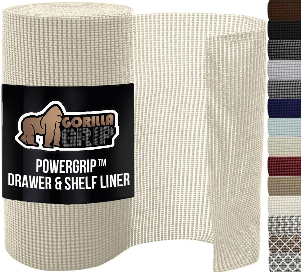 GORILLA GRIP powerGRIP Drawer Shelf and Cabinet Liner, Thick Strong Hold