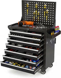 Rolling Tool Chest with Wheels, 7 Drawers Metal Tool Box with Pegboard