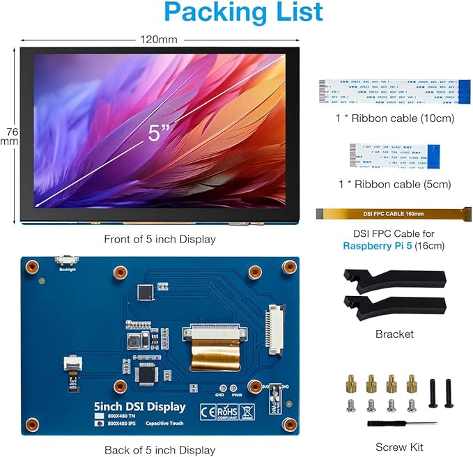 Hosyond 5 Inch Touchscreen IPS MIPI DSI Display Compatible