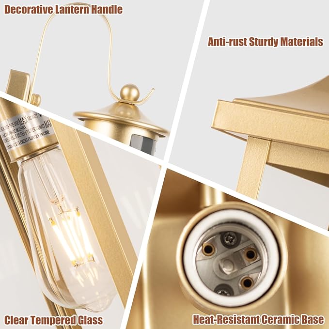 Roravilila 2-Pack Gold Dusk to Dawn Motion Sensor Lights 18 Inch, Large Outdoor