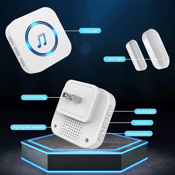 SanJie Door Chime, Door Open Contact Sensor Alarm