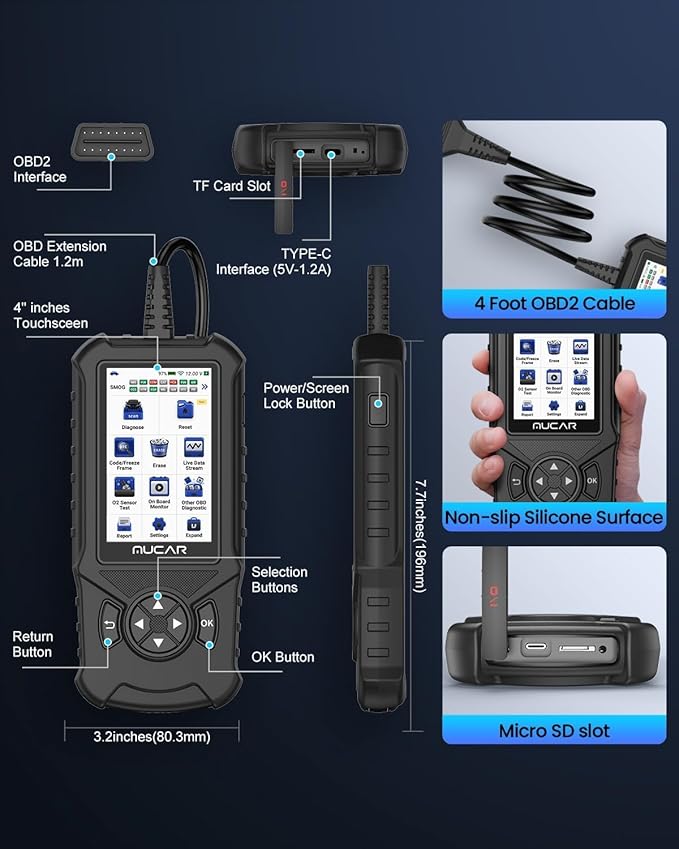 MUCAR CDE900 OBD2 Scanner, Check Engine System Car Code Reader, Automotive