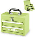 WORKPRO Portable Mini Metal Tool Box with 2 Drawers