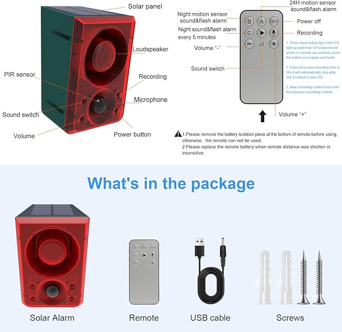ChunHee Solar Outdoor Motion Sensor Alarm
