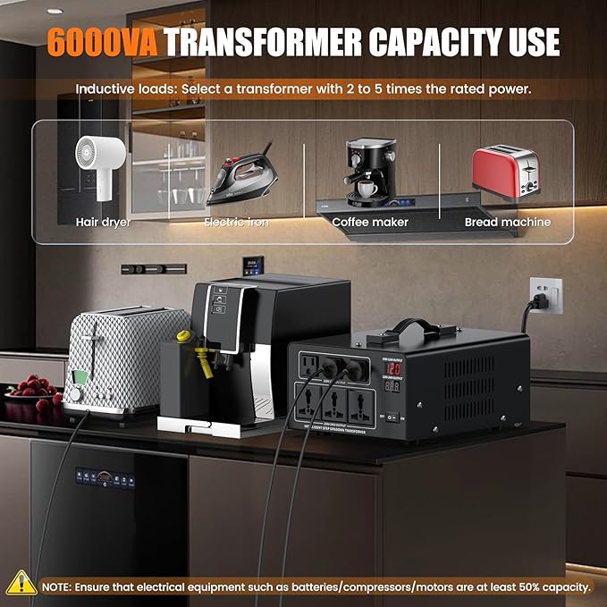 6000W Voltage Converter Transformer Step Up 110V/120V to220V/240V or Step Down