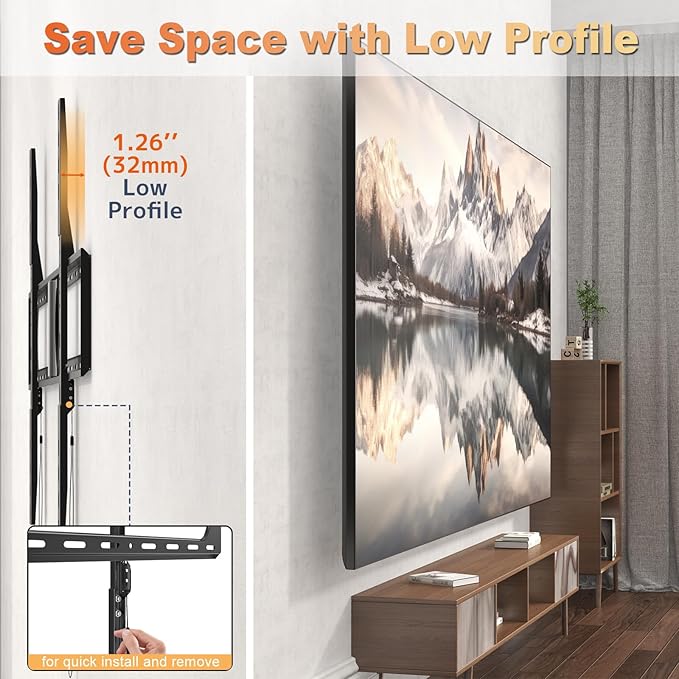 PUTORSEN 37-140'' Heavy Duty TV Wall Mount, Low Profile Fixed TV Wall Mount