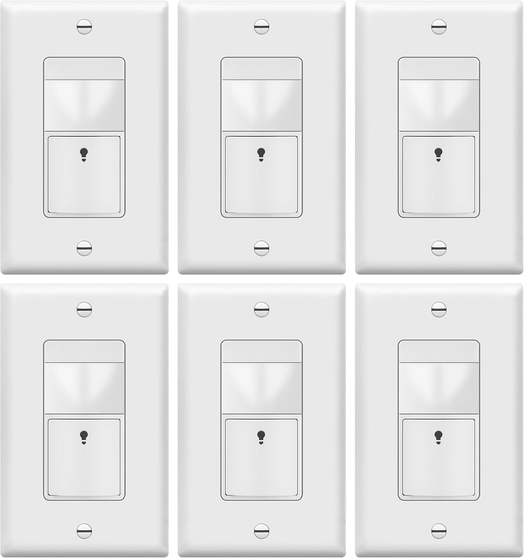 TOPGREENER PIR Motion Sensor Light Switch, Occupancy & Vacancy Motion Sensor (6 Pack)