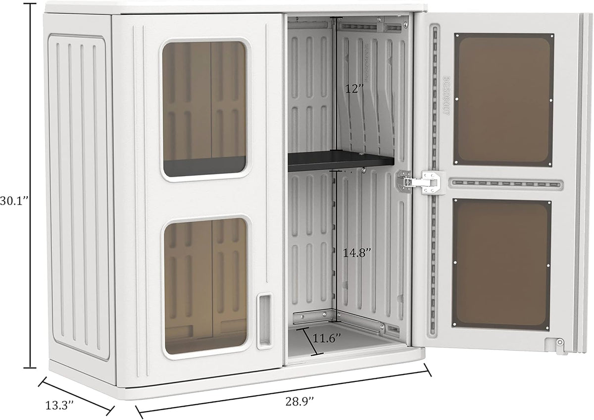 kinying outdoor storage cabinet waterproof,resin garage and laundry, side view