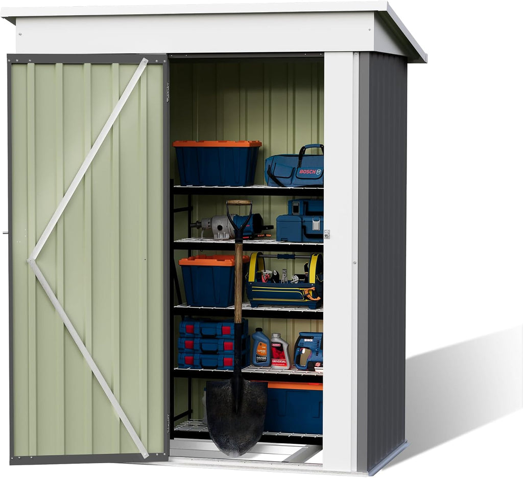 patiowell 5x3 ft outdoor storage shed with floor, package contents
